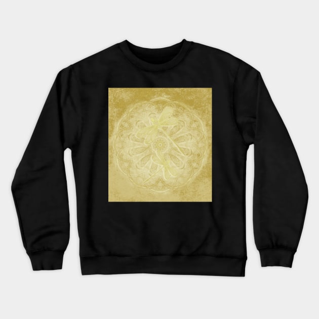 Embroidered dragonflies on gold mandala Crewneck Sweatshirt by hereswendy